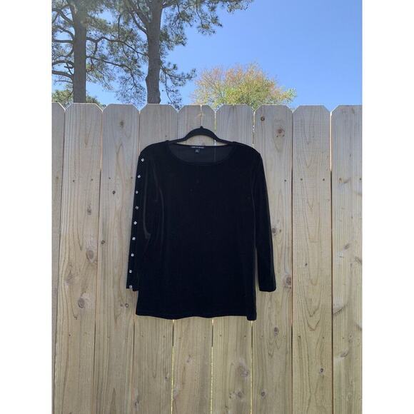Cable & Gauge Sz Medium Velvet Slit Sleeve Pullover black diamond goth cute - Picture 1 of 8